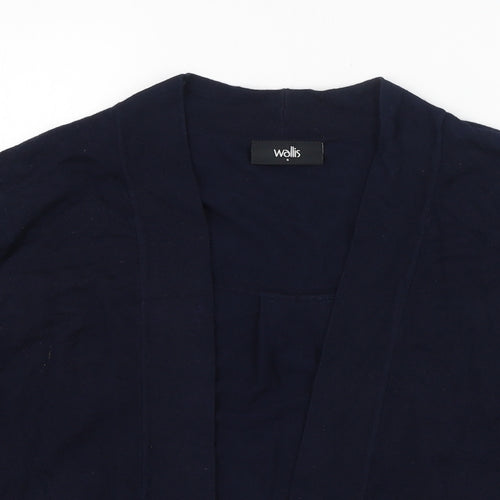 Wallis Womens Blue Round Neck  Viscose Cardigan Jumper Size S