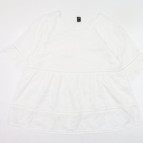 SheIn Womens White  Polyester Basic Blouse Size XL Round Neck