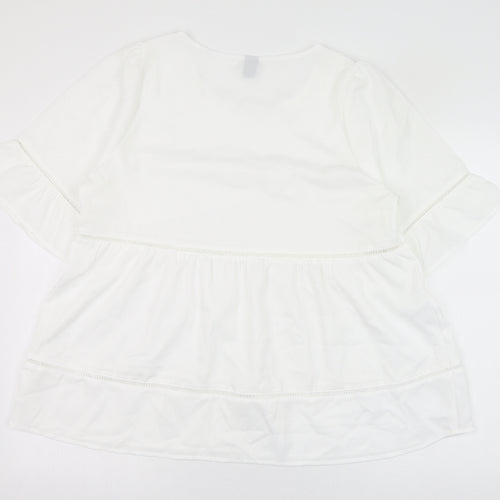 SheIn Womens White  Polyester Basic Blouse Size XL Round Neck
