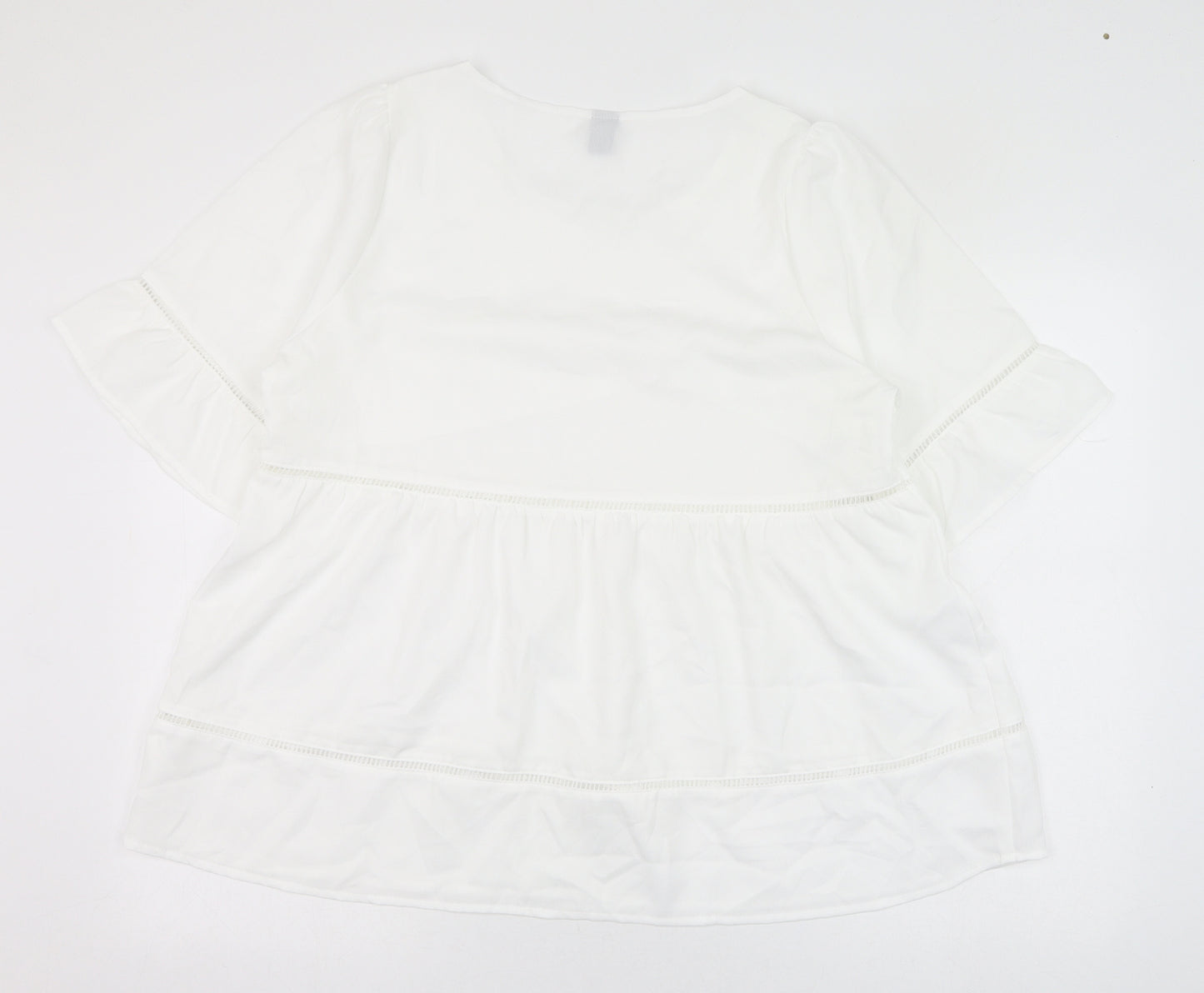 SheIn Womens White  Polyester Basic Blouse Size XL Round Neck