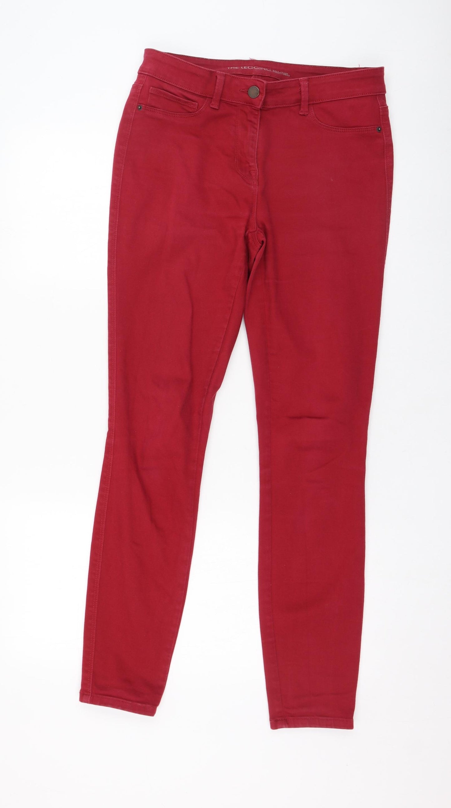 NEXT Womens Red  Cotton Skinny Jeans Size 12 L30 in Regular Zip