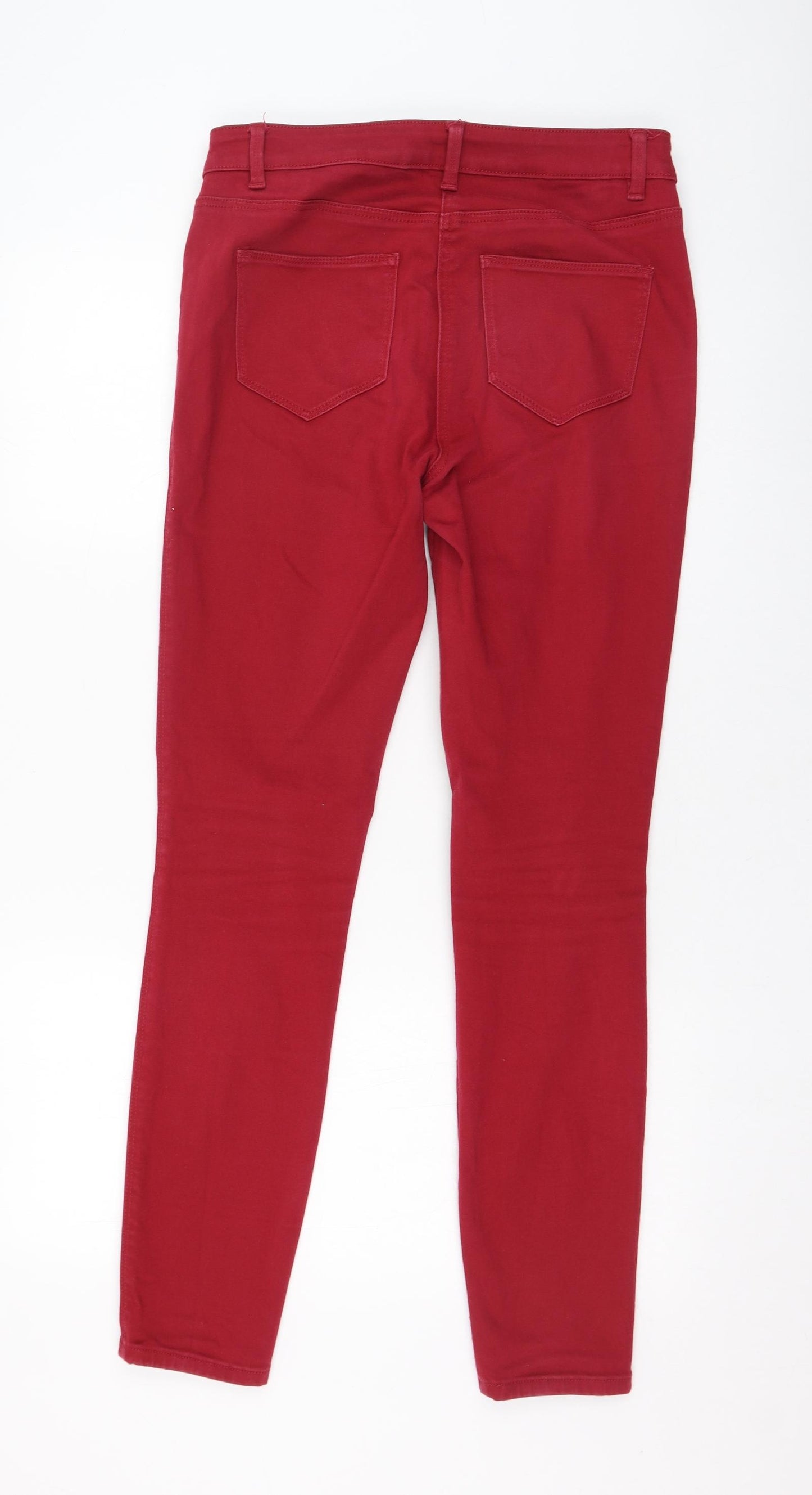 NEXT Womens Red  Cotton Skinny Jeans Size 12 L30 in Regular Zip