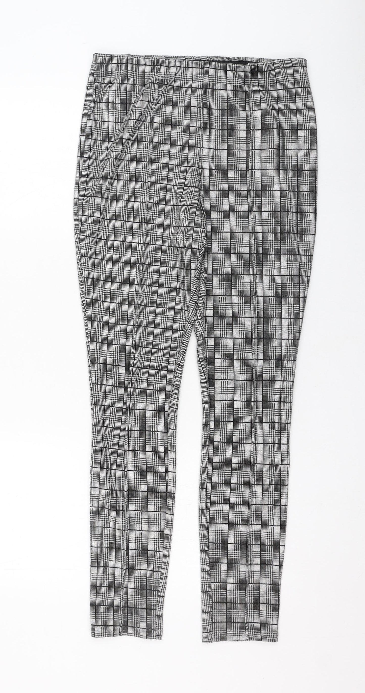 New Look Womens Grey Check Viscose Jogger Leggings Size 12 L28 in