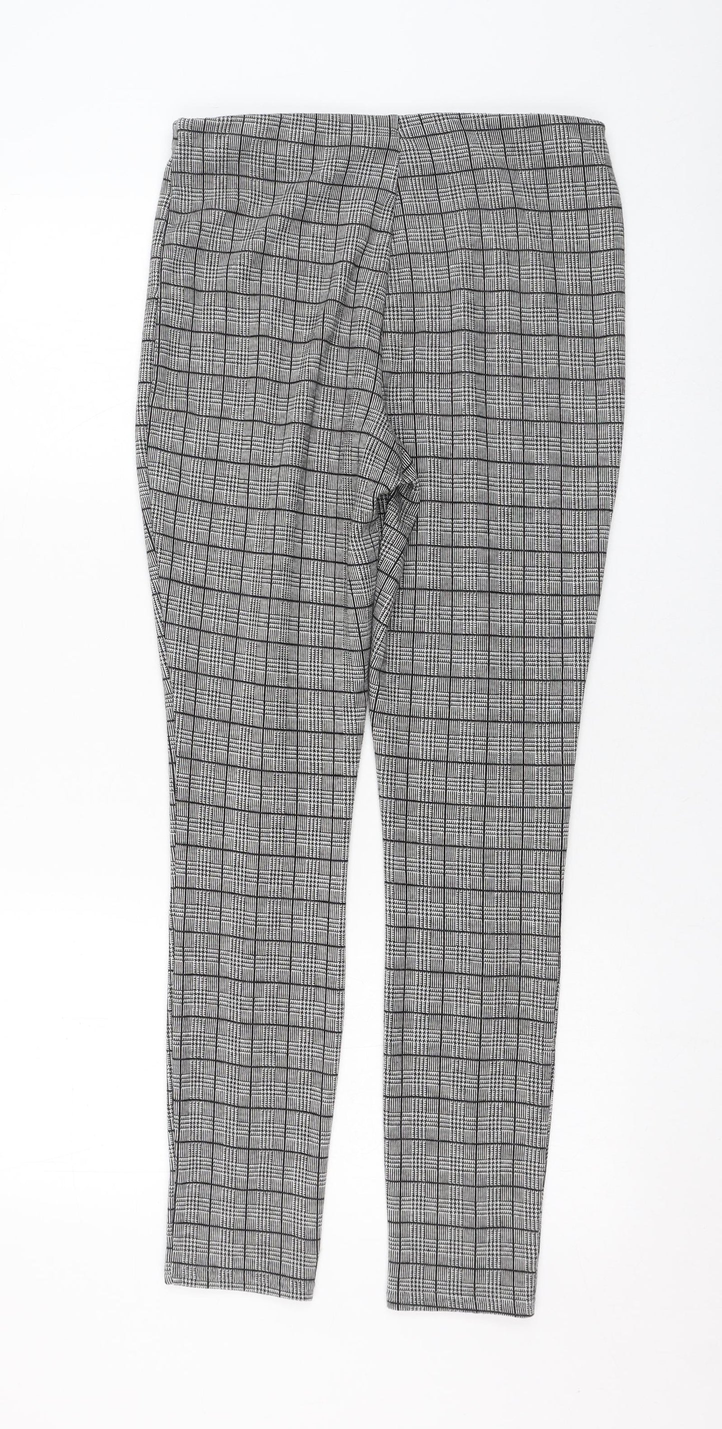 New Look Womens Grey Check Viscose Jogger Leggings Size 12 L28 in