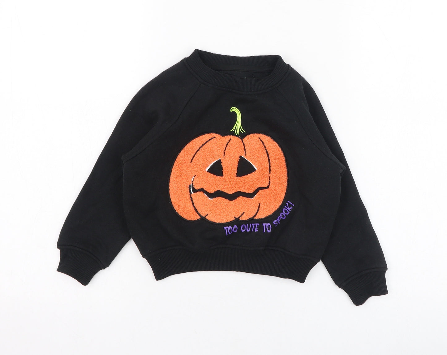 Primark Boys Black  Cotton Pullover Jumper Size 12-18 Months  Pullover - Too cute to spook, Halloween