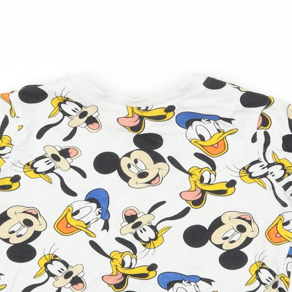 F&F Boys White  Cotton Basic T-Shirt Size 12-18 Months Round Neck Pullover - Mickey Mouse
