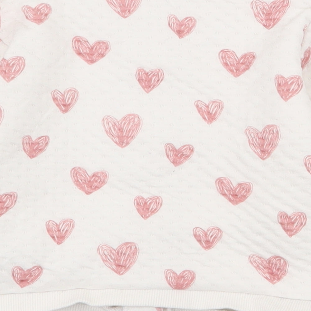 Preworn Girls White   Jacket  Size 24 Months   Snap - Heart pattern