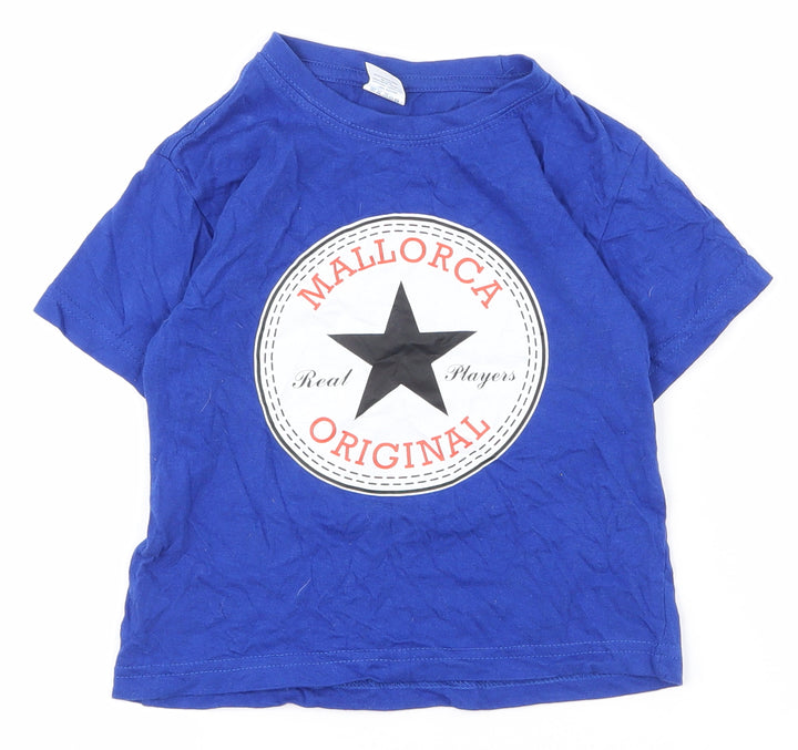Anbor Boys Blue 100% Cotton Pullover T-Shirt Size 3-4 Years Collared Pullover