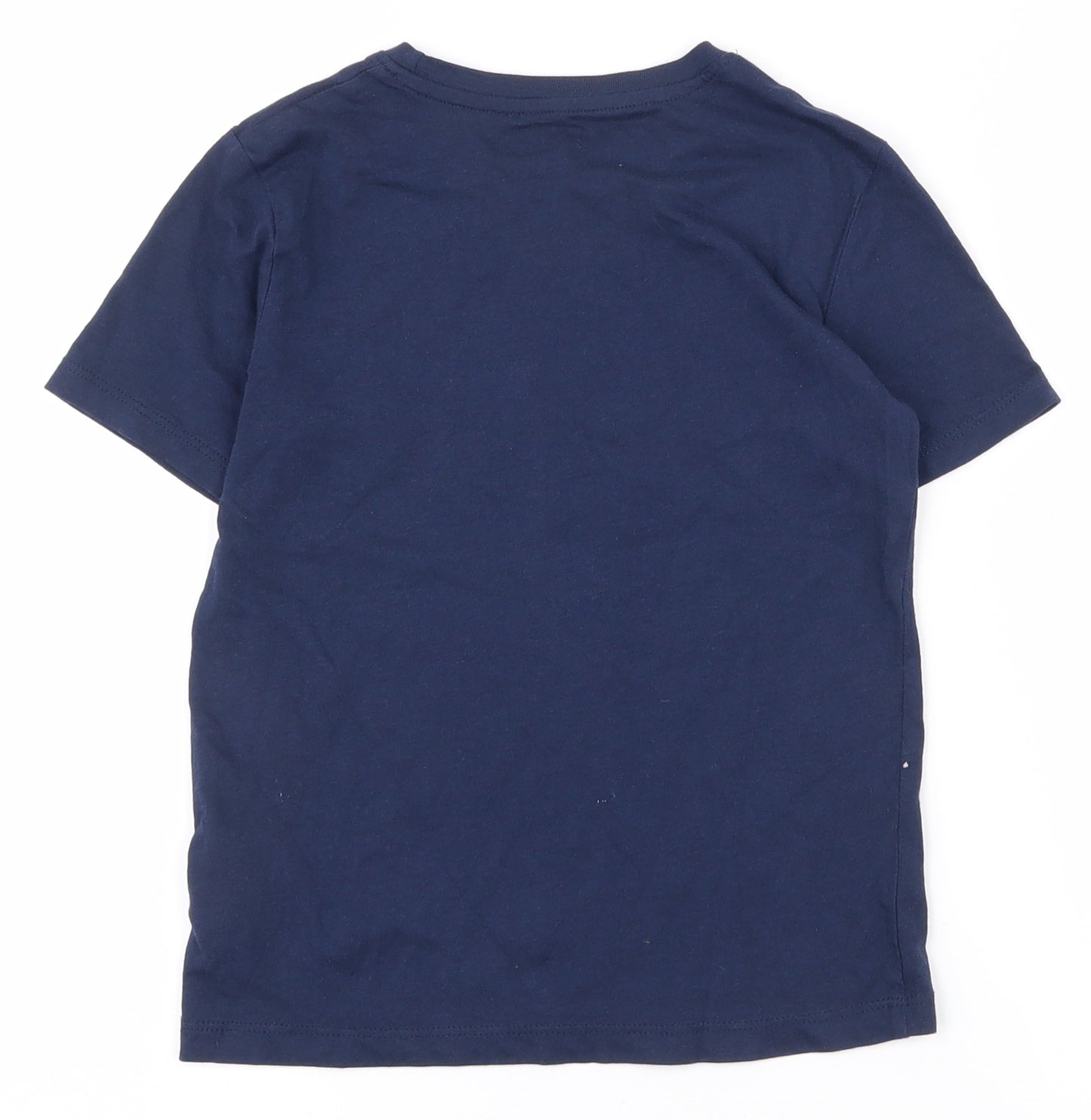 H&M Boys Blue  100% Cotton Basic T-Shirt Size 4-5 Years Crew Neck Pullover