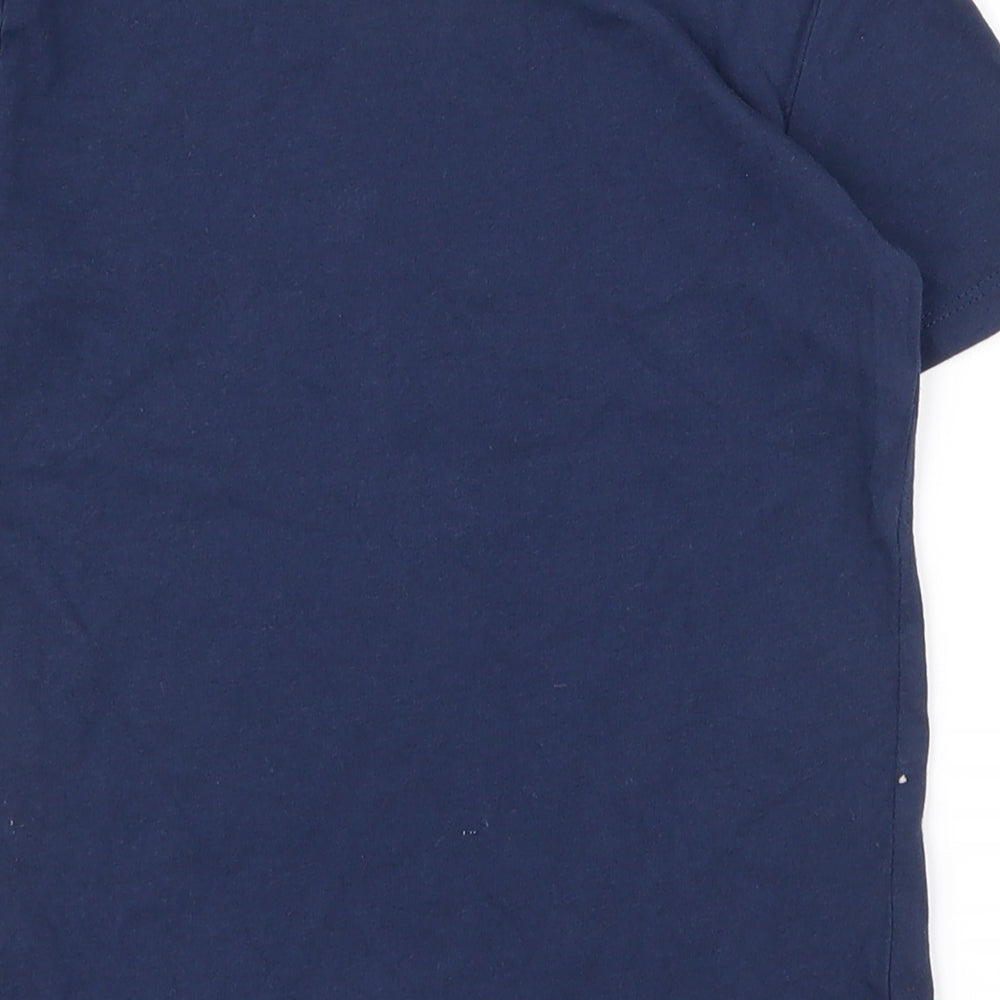 H&M Boys Blue  100% Cotton Basic T-Shirt Size 4-5 Years Crew Neck Pullover