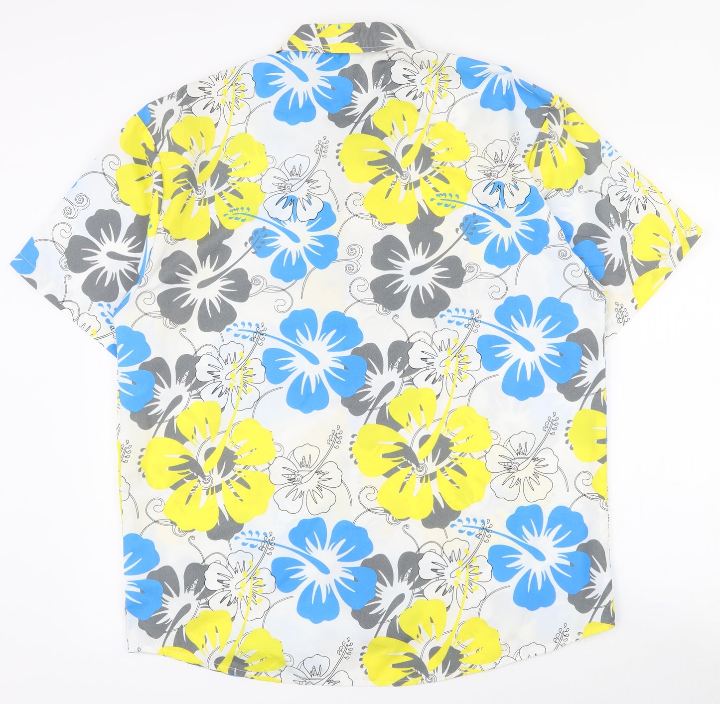 FEI Mens Multicoloured Floral Polyester  Button-Up Size 3XL Collared Button - Hawaiian shirt