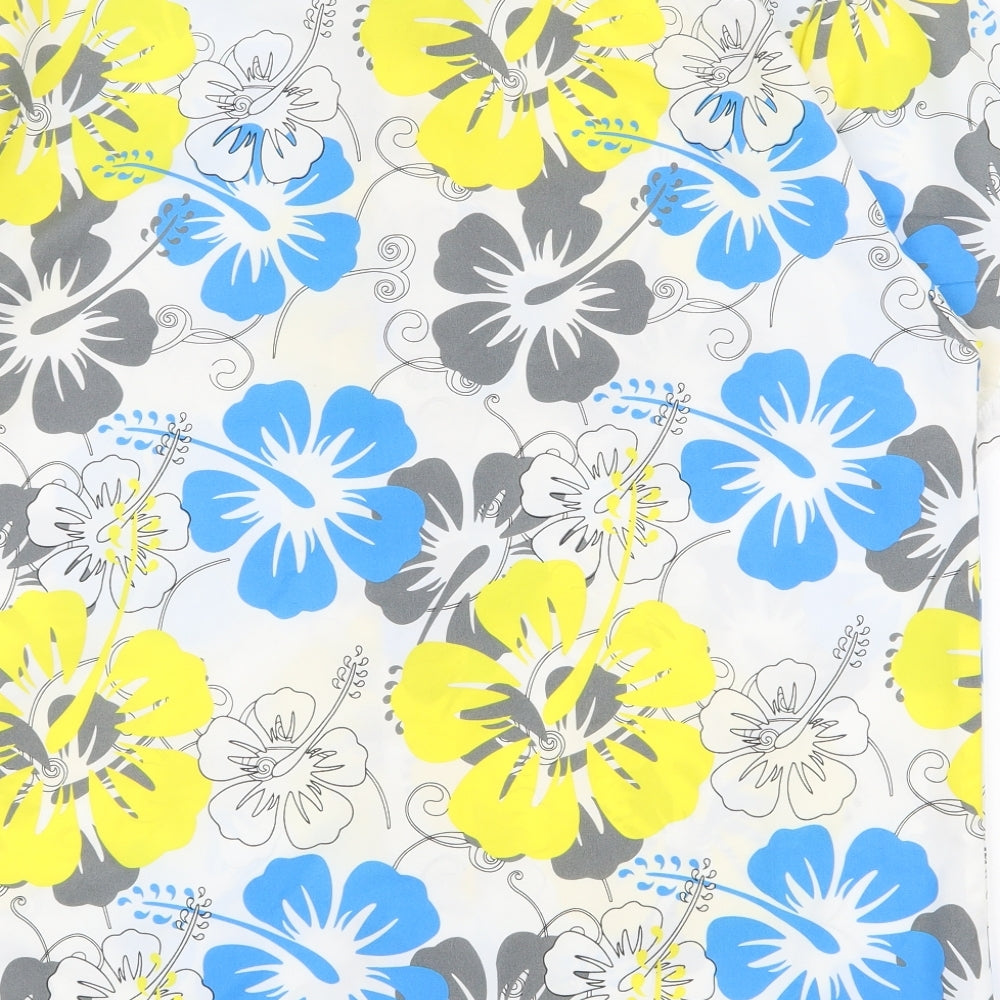 FEI Mens Multicoloured Floral Polyester  Button-Up Size 3XL Collared Button - Hawaiian shirt