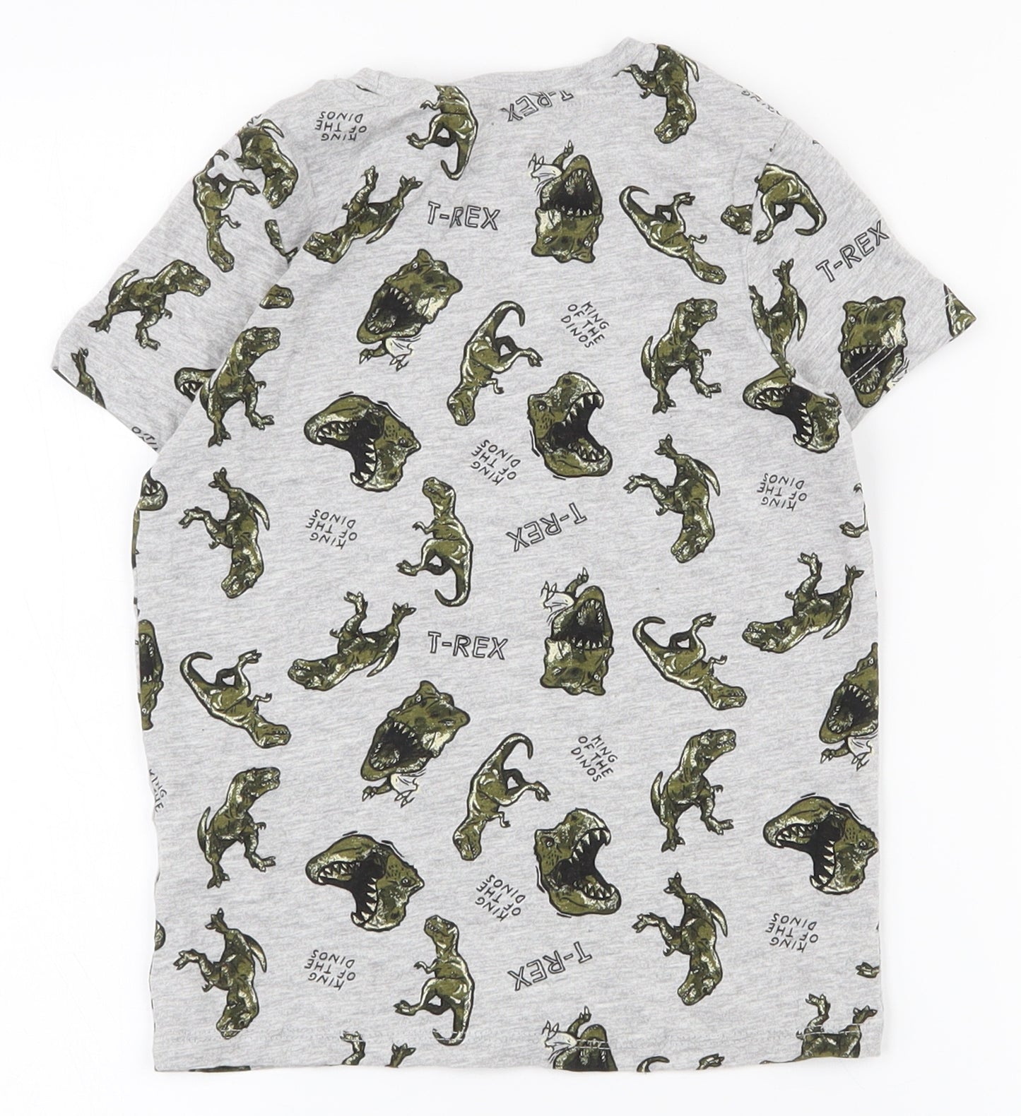 Pep & CO Boys Grey  Cotton Basic T-Shirt Size 4-5 Years Collared Pullover - Dinosaur print