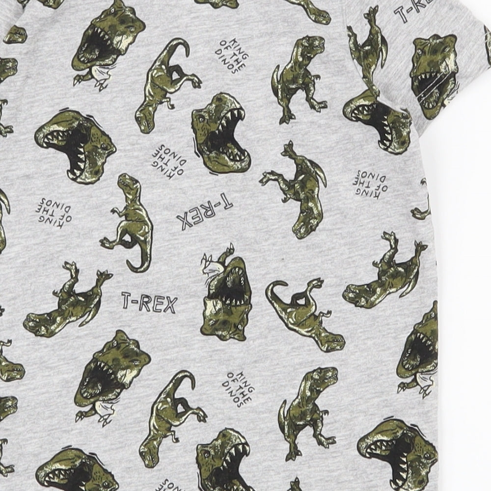 Pep & CO Boys Grey  Cotton Basic T-Shirt Size 4-5 Years Collared Pullover - Dinosaur print