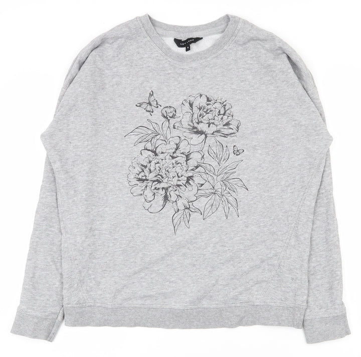 New Look Womens Grey  Cotton Pullover Sweatshirt Size 6  Pullover