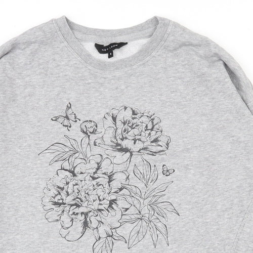 New Look Womens Grey  Cotton Pullover Sweatshirt Size 6  Pullover