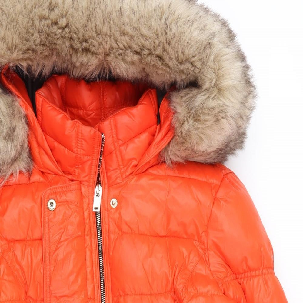 River Island Womens Orange   Puffer Jacket Coat Size 12  Zip