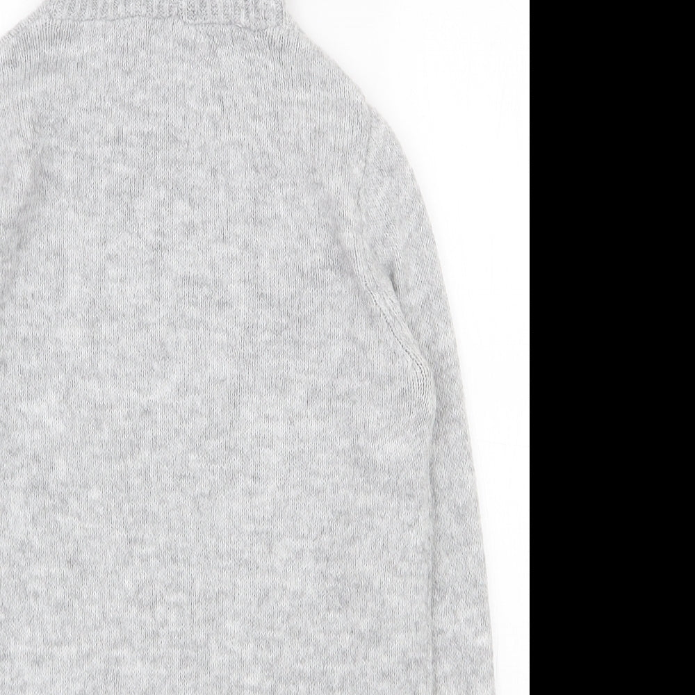 Papaya Womens Grey Crew Neck  Acrylic Pullover Jumper Size S