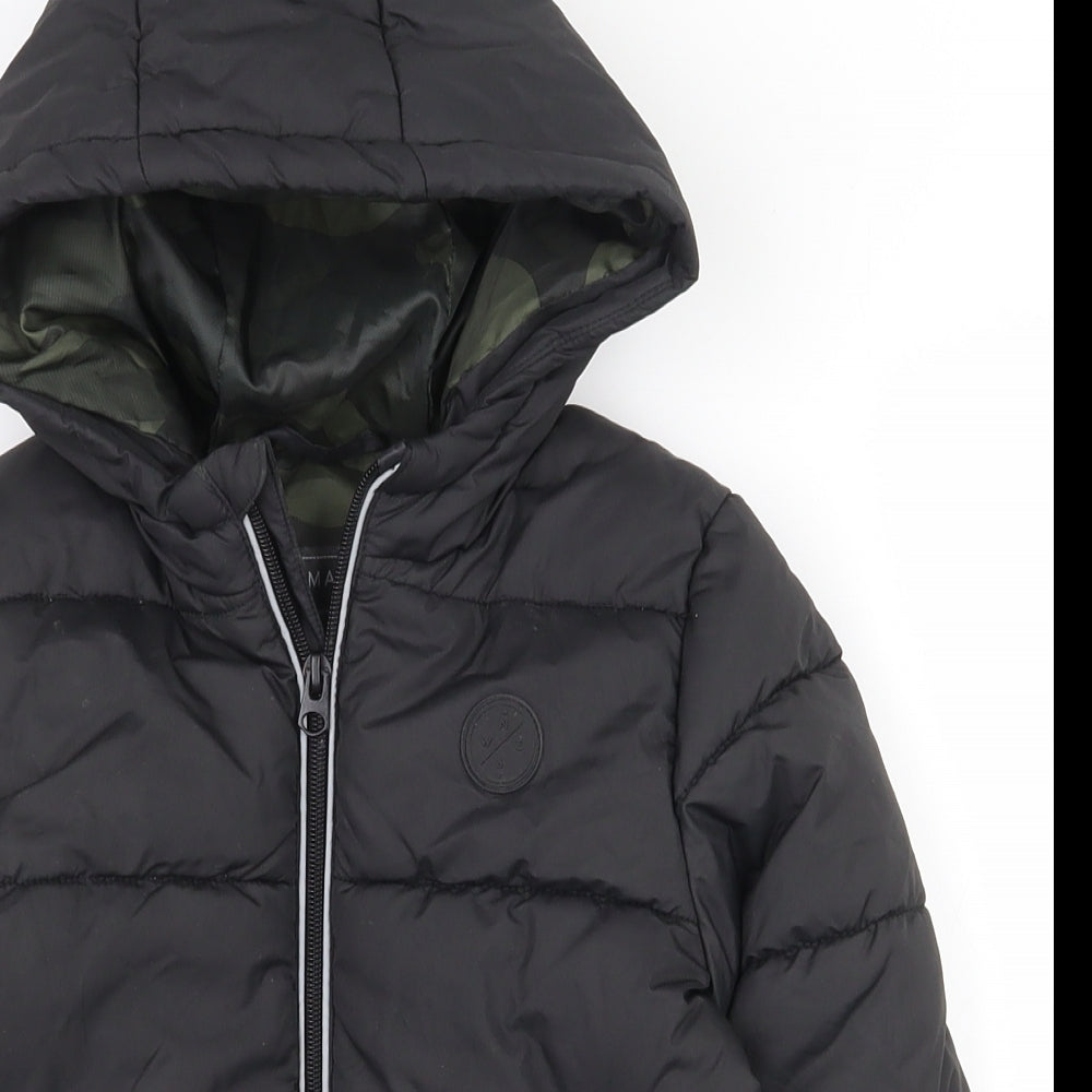 Primark Boys Black   Puffer Jacket Coat Size 3-4 Years  Zip