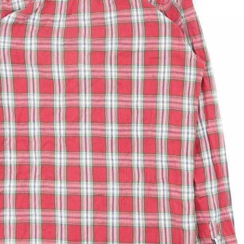 Topman Mens Red Plaid Polyester  Button-Up Size L Collared Button