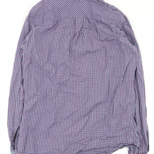 NEXT Mens Blue Plaid Cotton  Button-Up Size S Collared Button