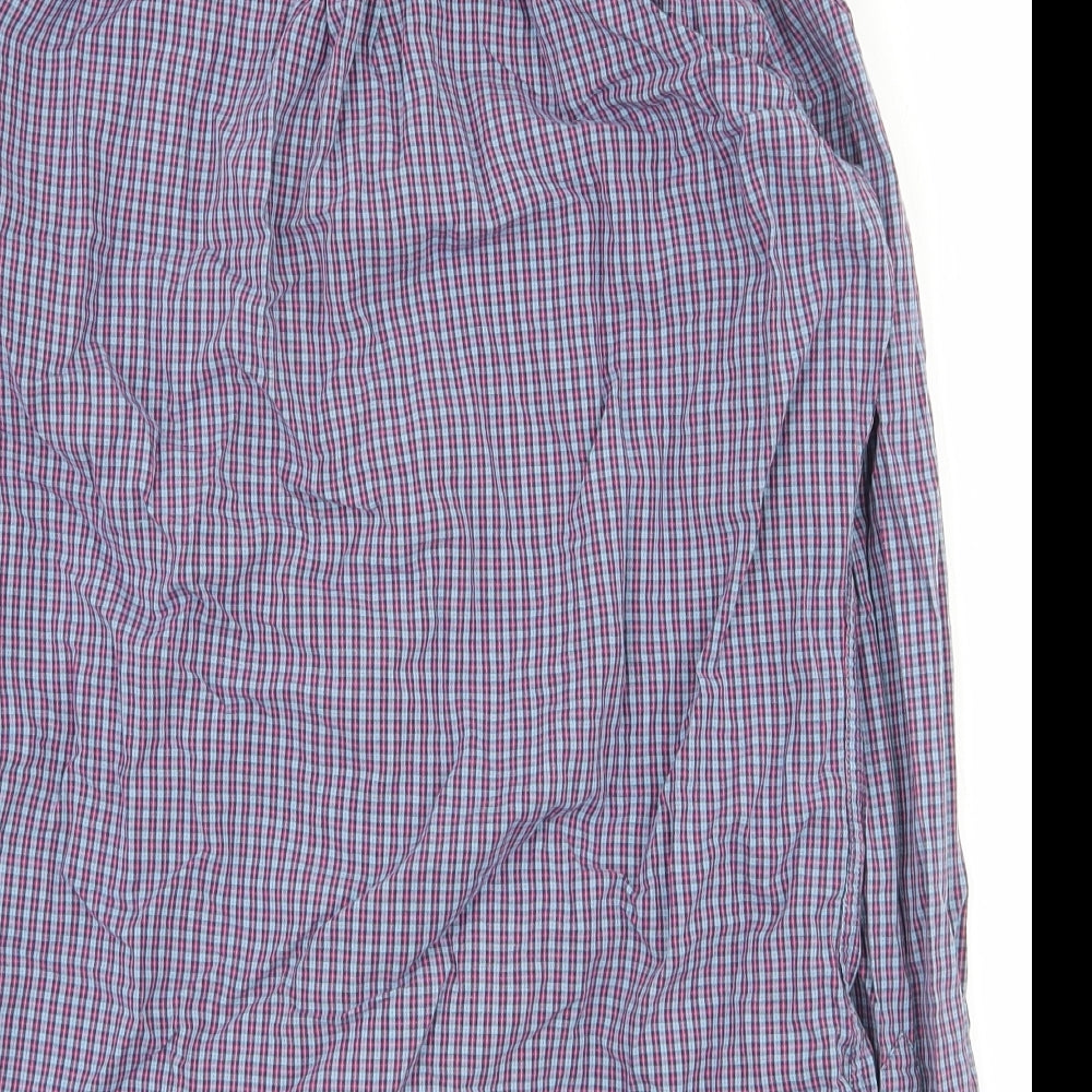 NEXT Mens Blue Plaid Cotton  Button-Up Size S Collared Button