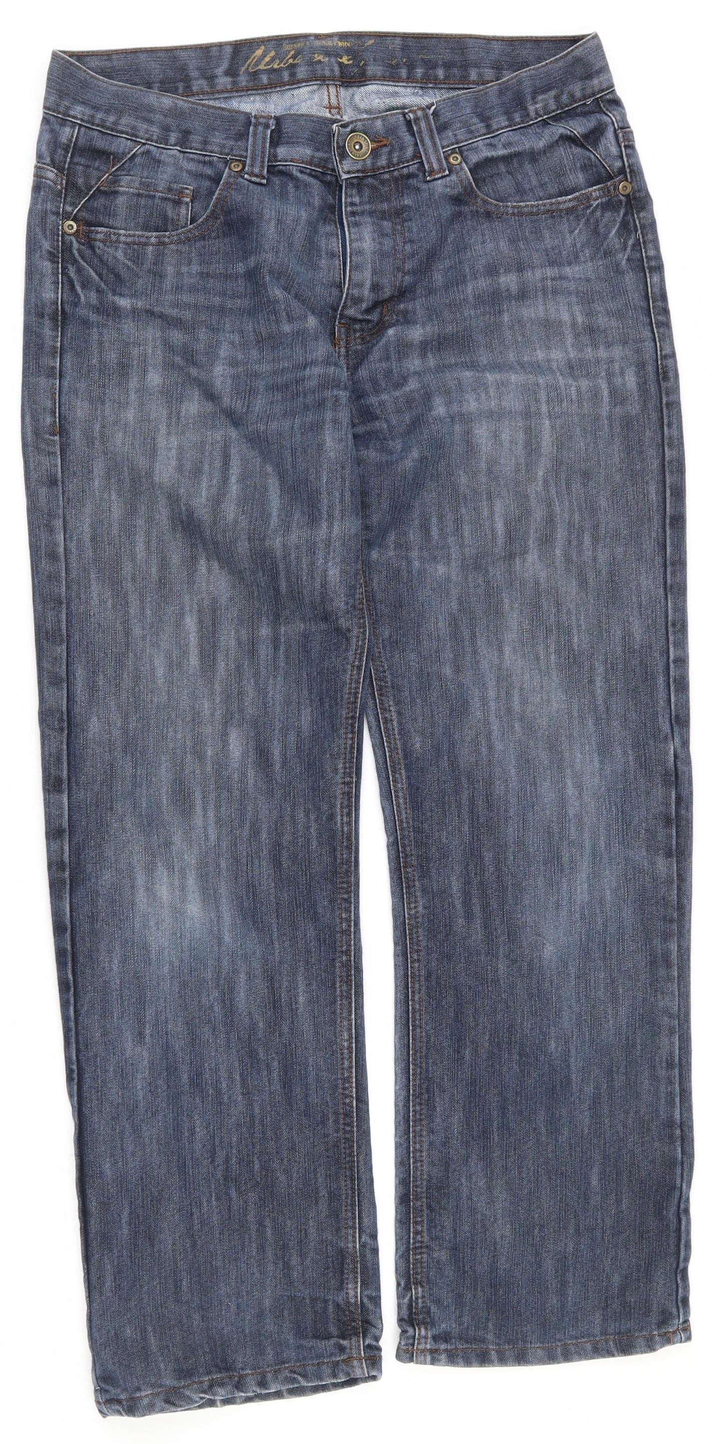 UrbanSpirit Mens Blue  Cotton Straight Jeans Size 34 L29 in Regular Zip