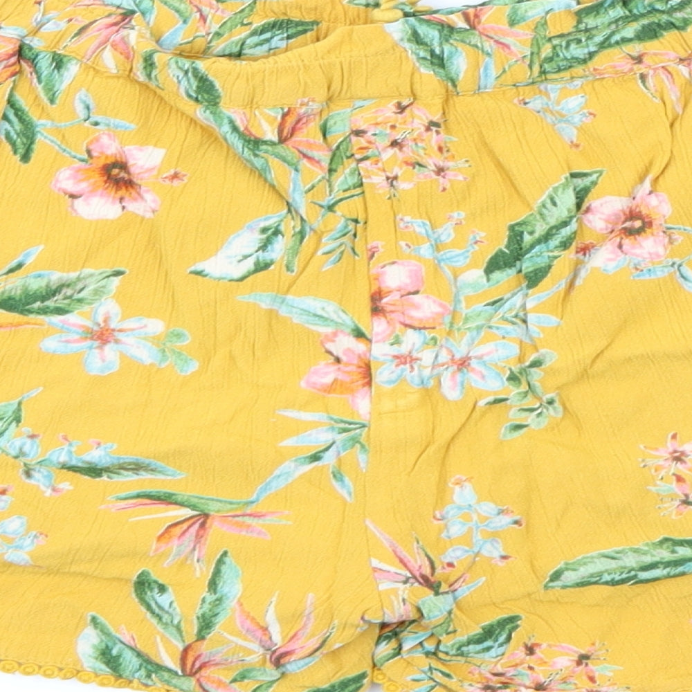 NEXT Girls Yellow Floral Viscose Bermuda Shorts Size 10-11 Years  Regular