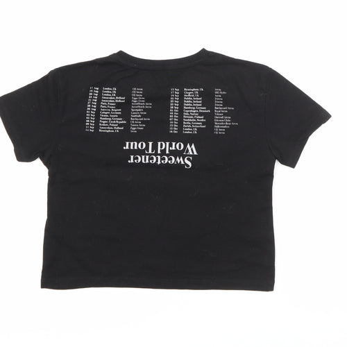 Ariana Grande Girls Black  Cotton Cropped T-Shirt Size 9-10 Years Crew Neck