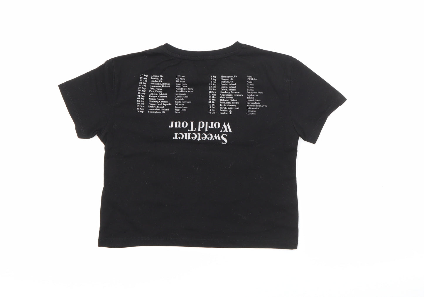 Ariana Grande Girls Black  Cotton Cropped T-Shirt Size 9-10 Years Crew Neck