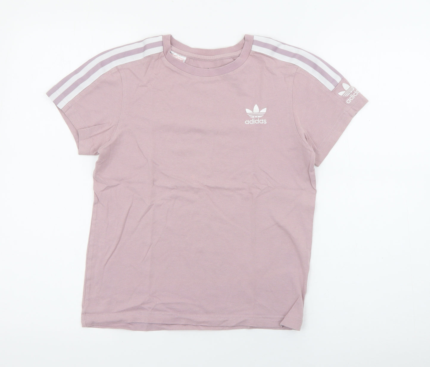 adidas Girls Purple  Cotton Basic T-Shirt Size 11-12 Years Crew Neck