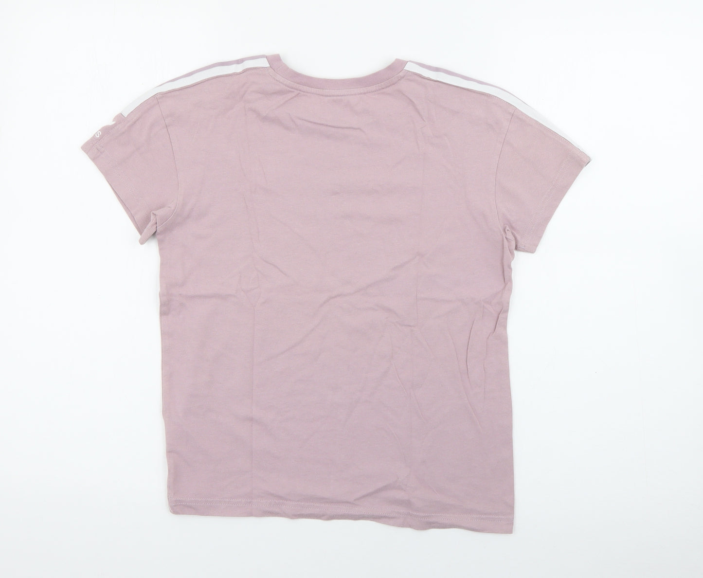 adidas Girls Purple  Cotton Basic T-Shirt Size 11-12 Years Crew Neck