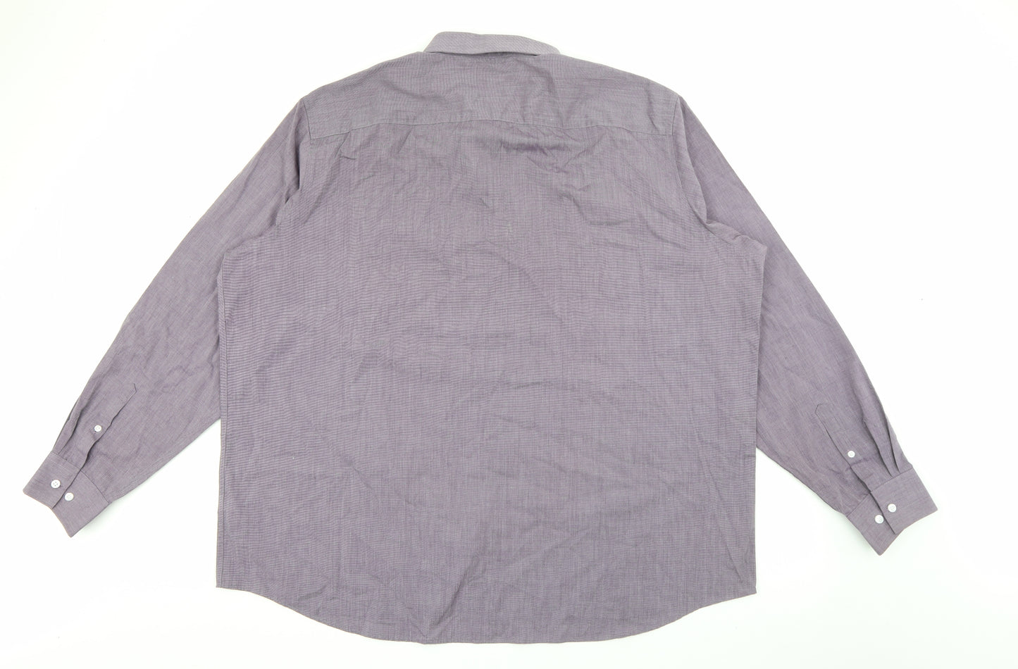 F&F Mens Purple  Polyester  Button-Up Size 18.5 Collared Button