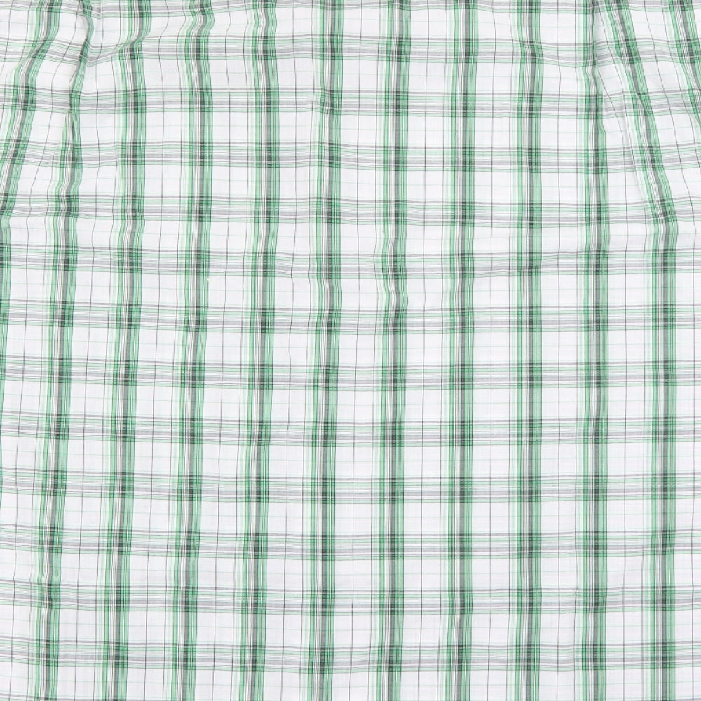 Dunnes Mens Green Plaid Polyester  Button-Up Size 2XL Collared Button