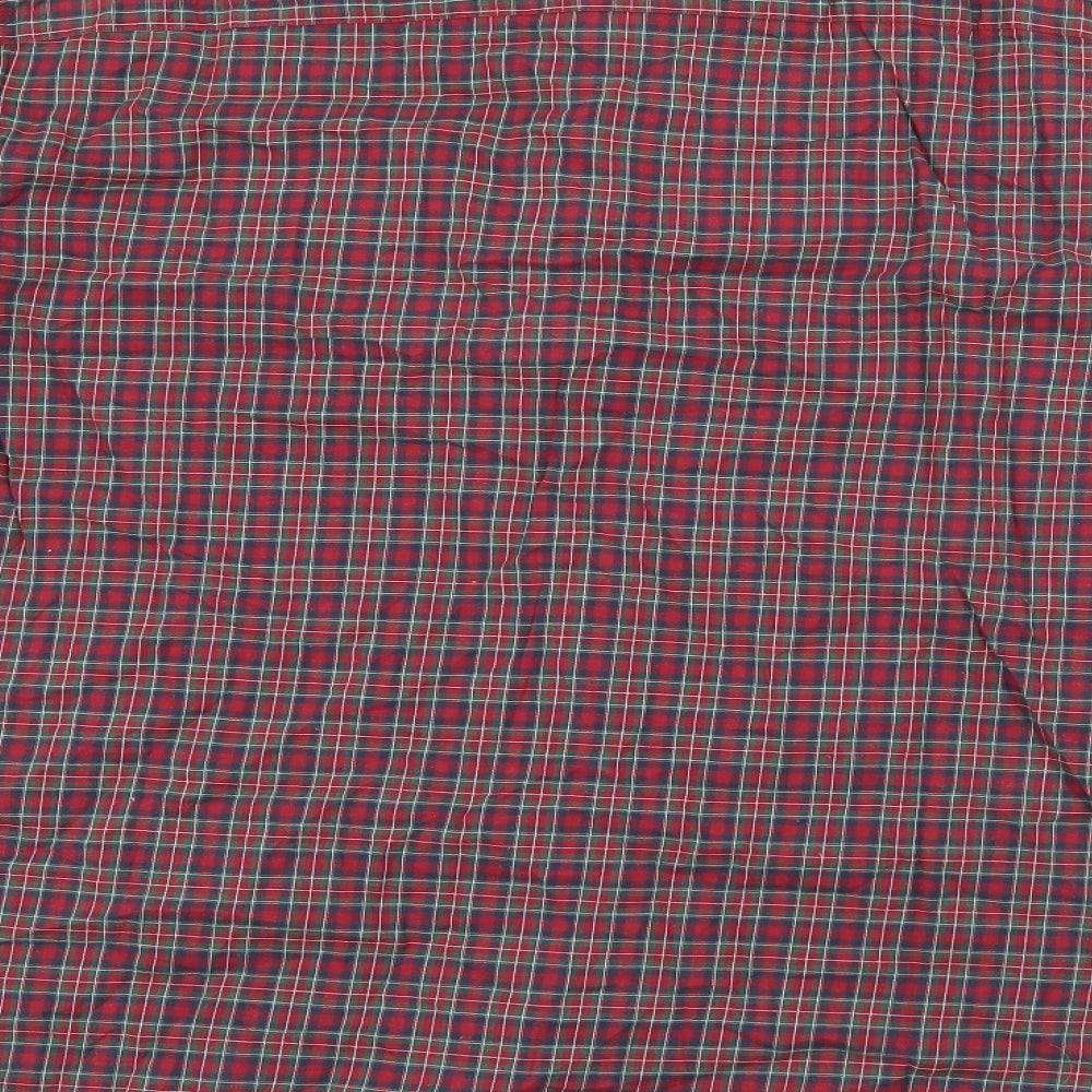 Marks and Spencer Mens Red Plaid Cotton  Button-Up Size XL Collared Button