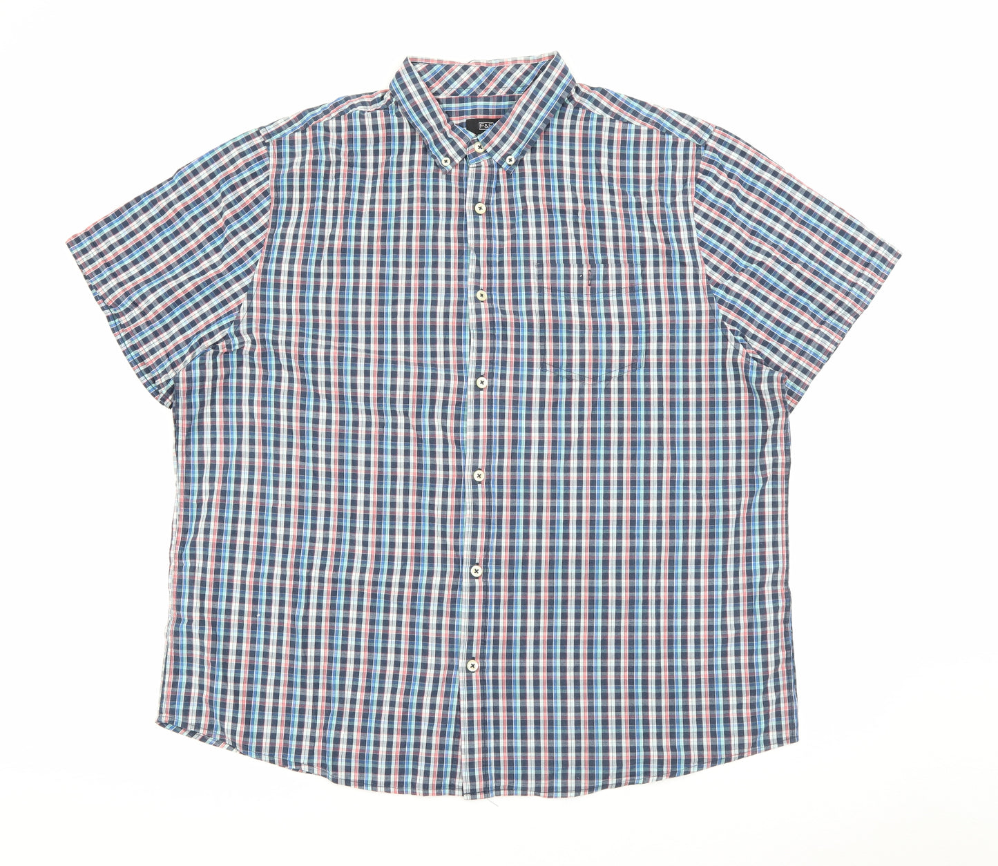 F&F Mens Multicoloured Plaid Cotton  Button-Up Size 2XL Collared Button