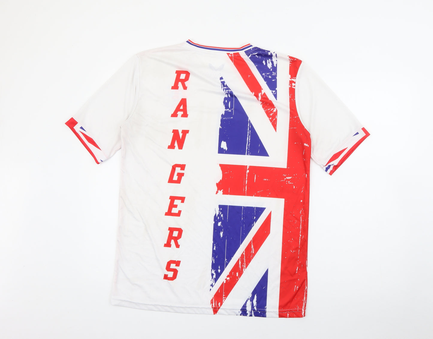 Castore Mens White  Polyester Pullover T-Shirt Size M V-Neck  - Rangers