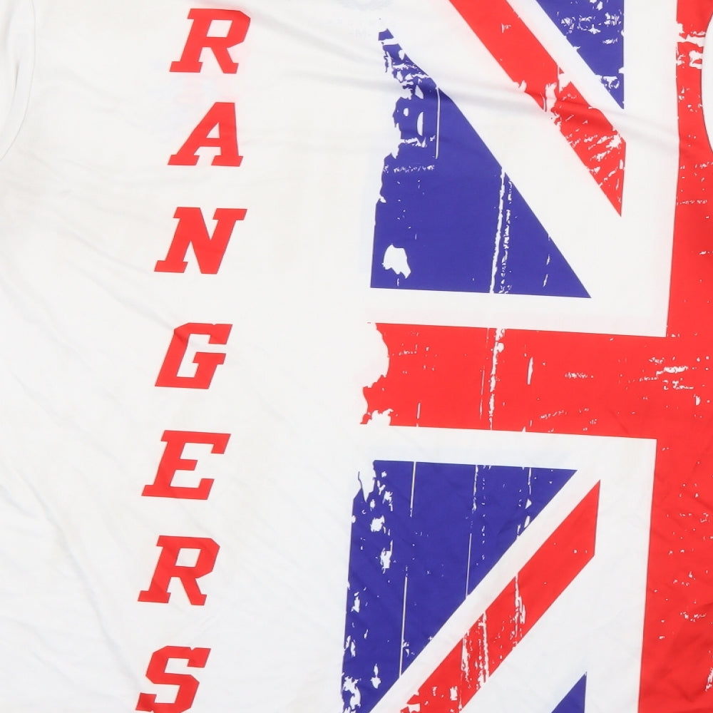 Castore Mens White  Polyester Pullover T-Shirt Size M V-Neck  - Rangers