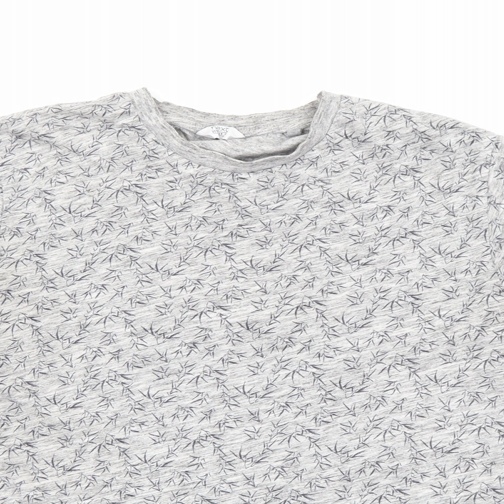 NEXT Mens Grey Geometric Cotton  T-Shirt Size M Crew Neck