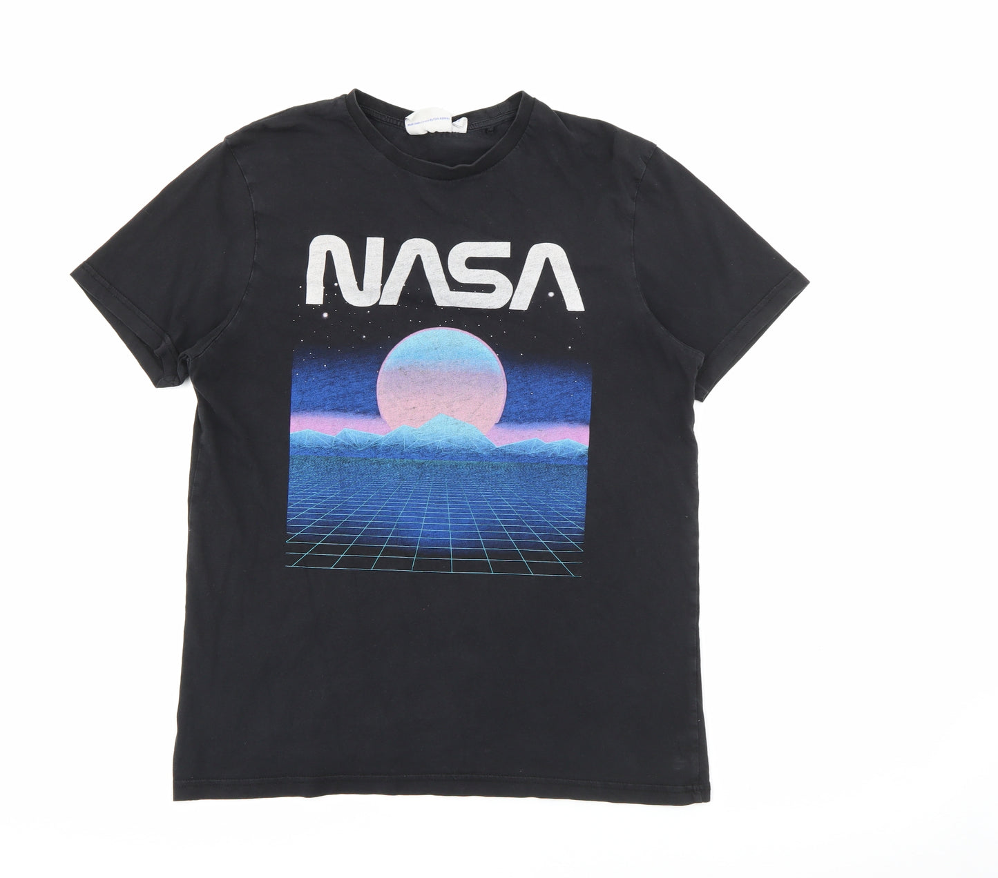 Primark Mens Black  Cotton  T-Shirt Size L Crew Neck
