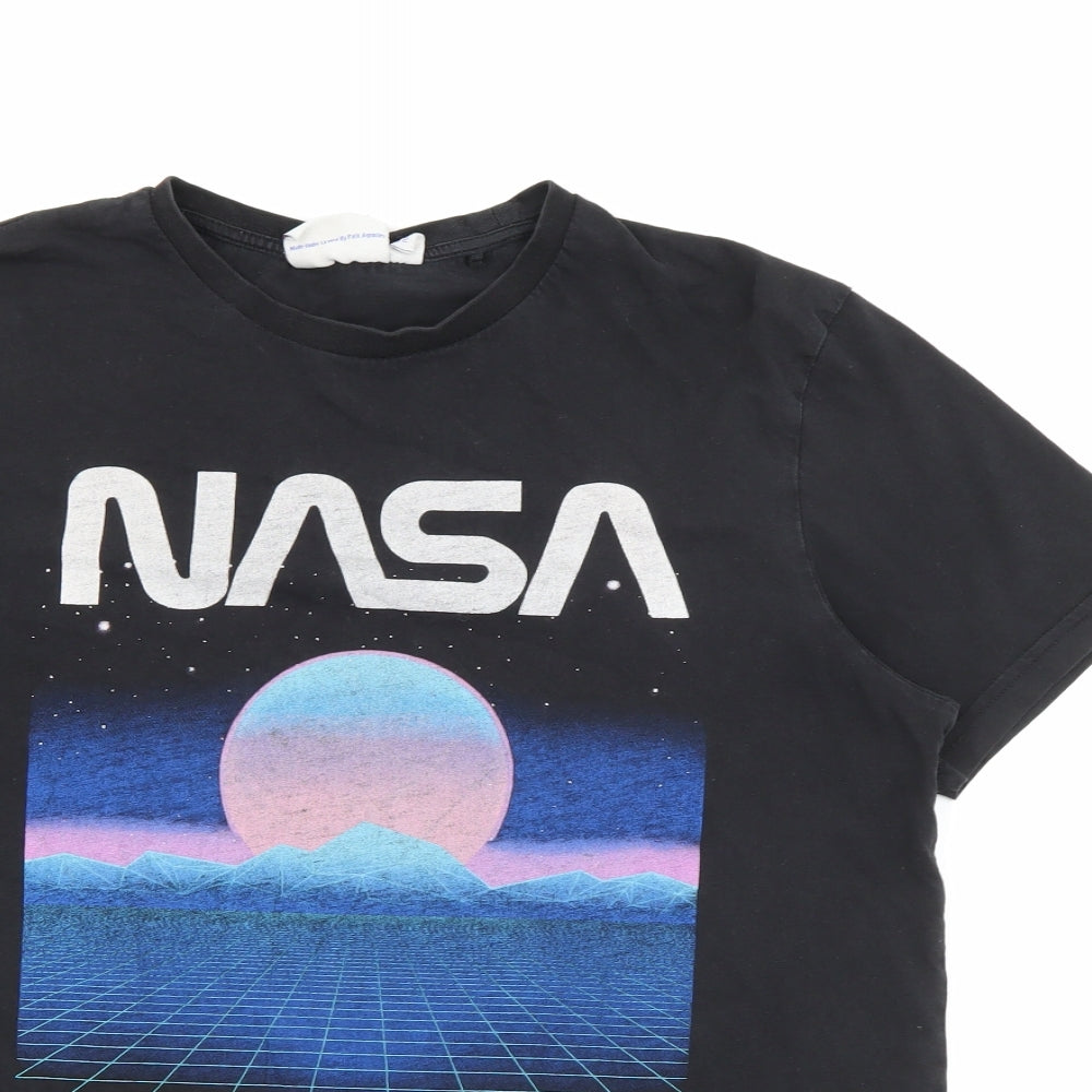 Primark Mens Black  Cotton  T-Shirt Size L Crew Neck