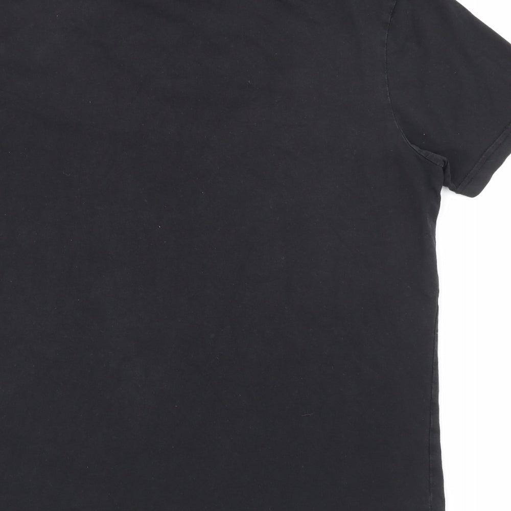 Primark Mens Black  Cotton  T-Shirt Size L Crew Neck