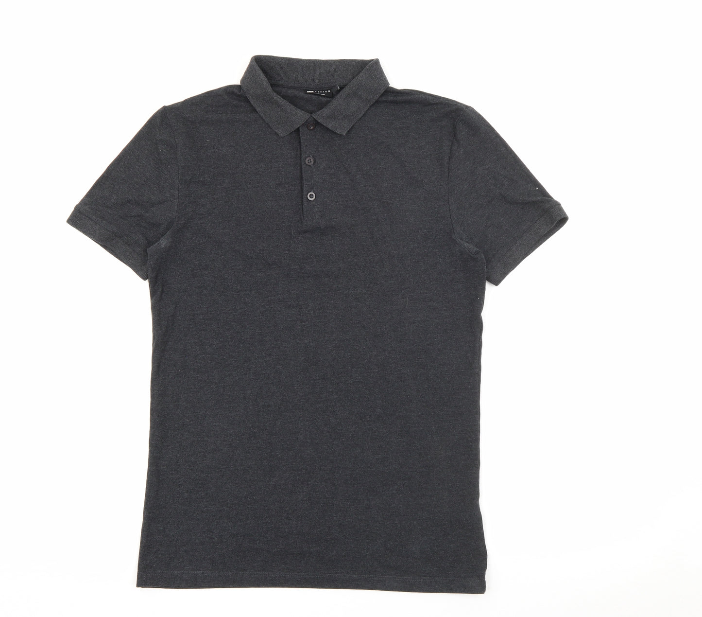 ASOS Mens Grey  Cotton  Polo Size L Collared Button