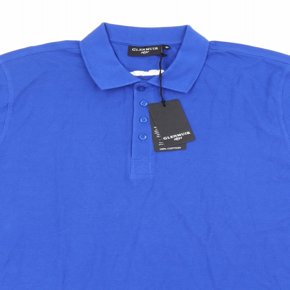 Glenmuir Mens Blue  Cotton  Polo Size XL Collared Button