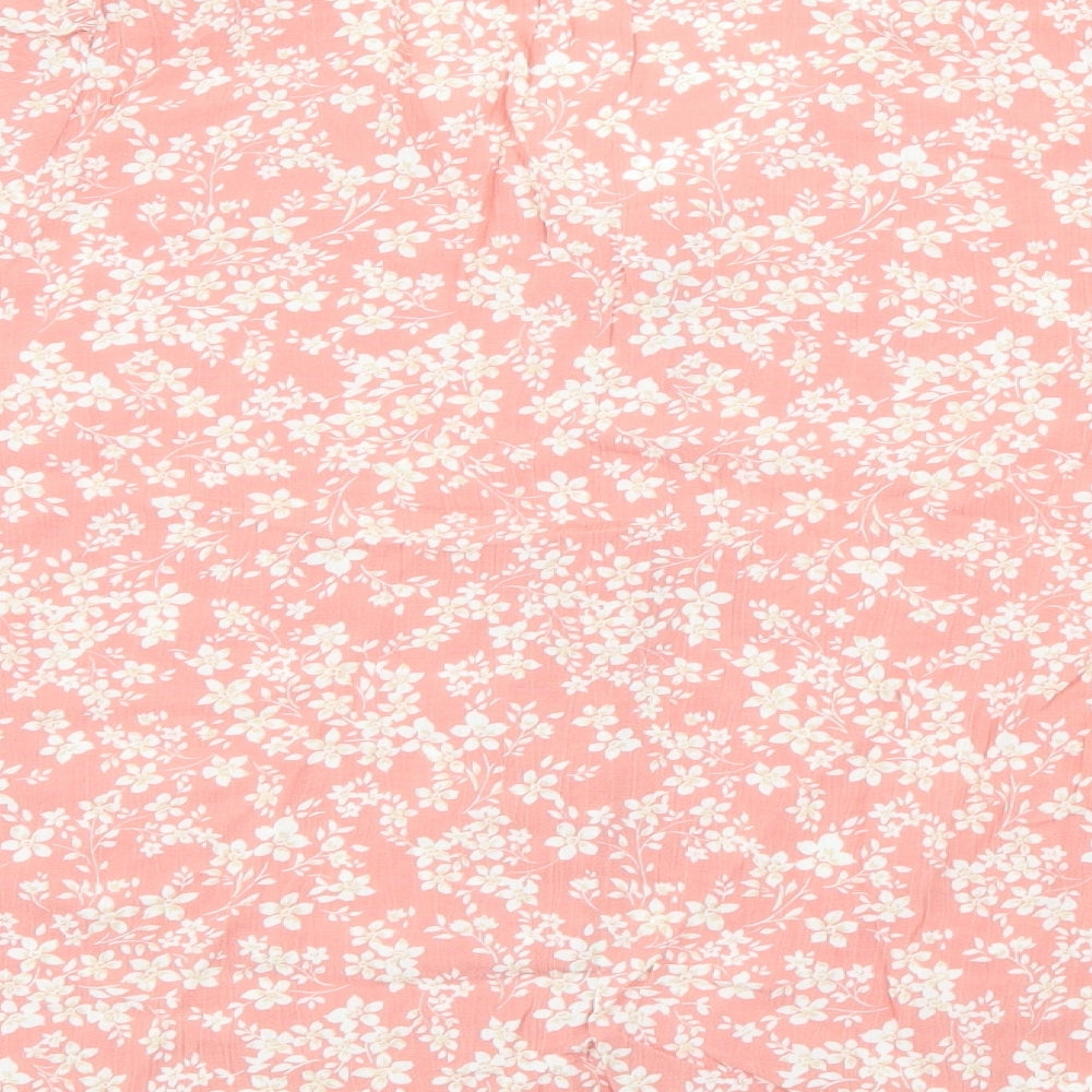 F&F Womens Pink Floral Viscose Basic Blouse Size 14 V-Neck