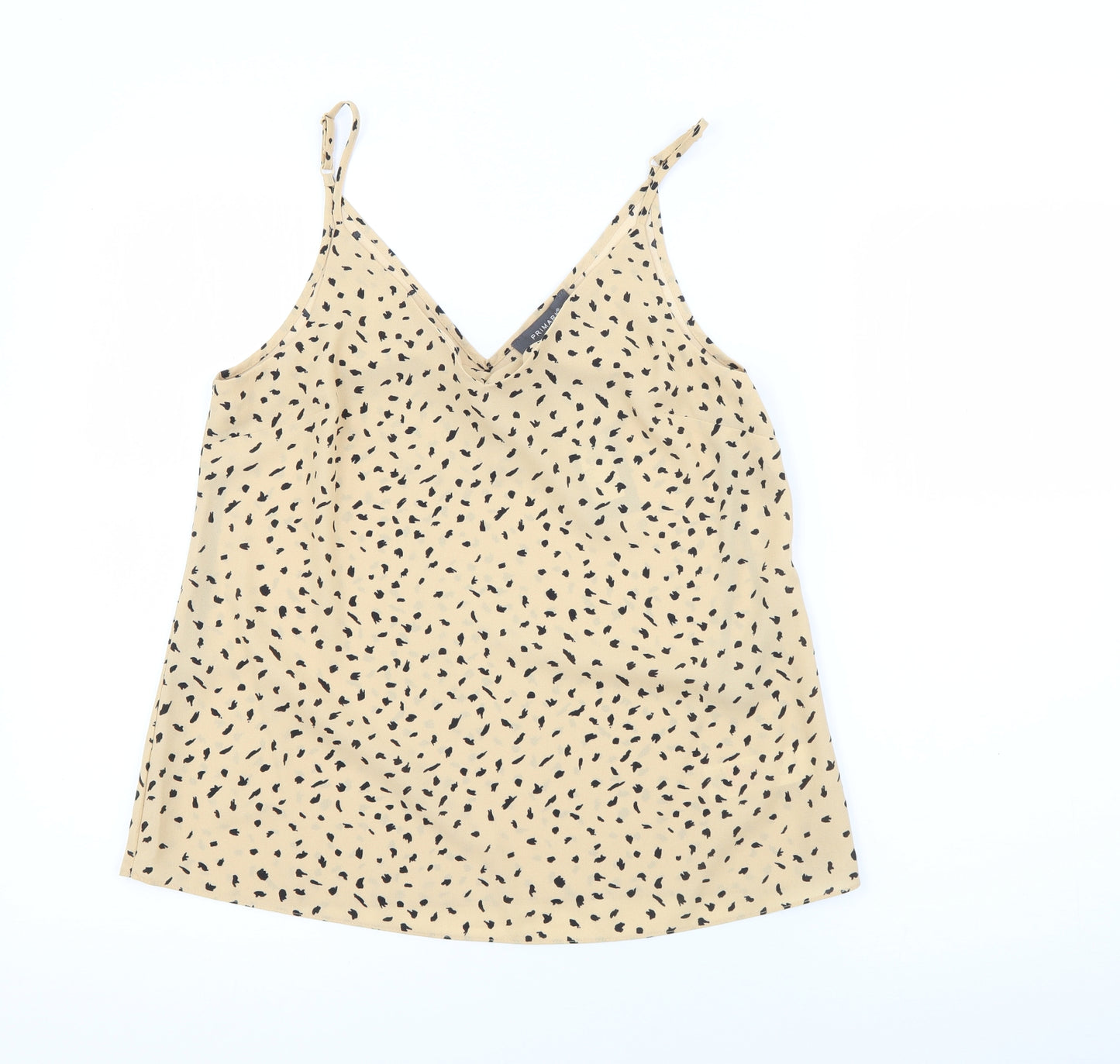 Primark Womens Beige Animal Print Polyester Camisole Tank Size 10 V-Neck