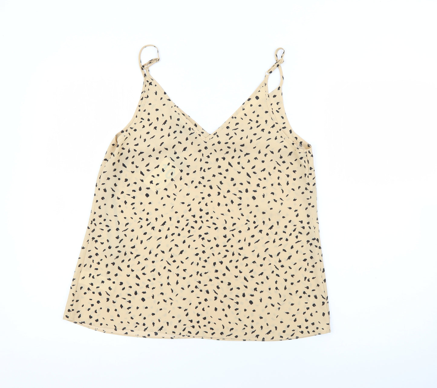 Primark Womens Beige Animal Print Polyester Camisole Tank Size 10 V-Neck