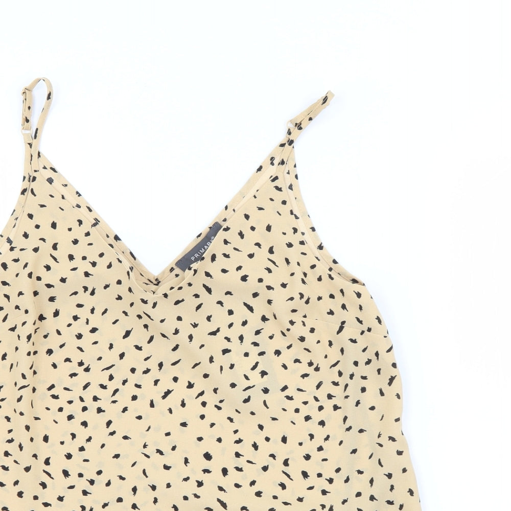 Primark Womens Beige Animal Print Polyester Camisole Tank Size 10 V-Neck