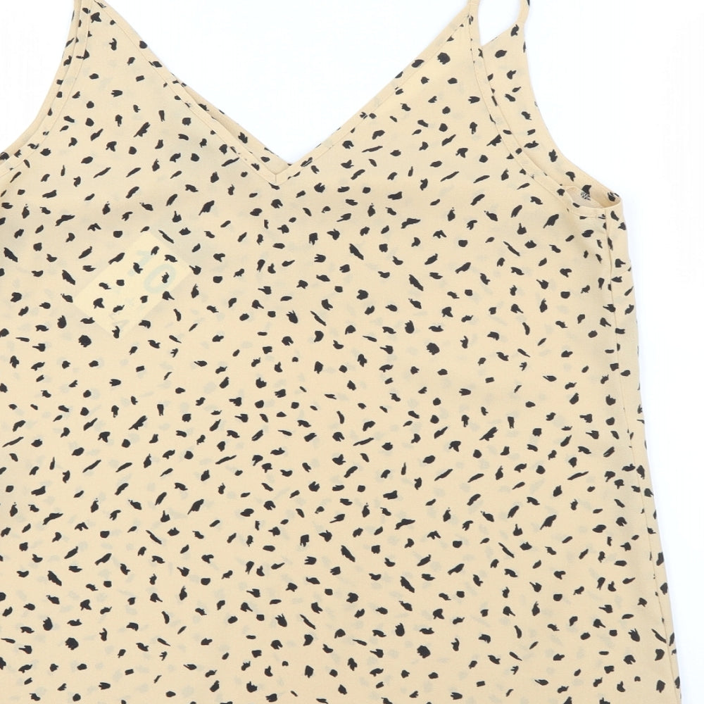 Primark Womens Beige Animal Print Polyester Camisole Tank Size 10 V-Neck