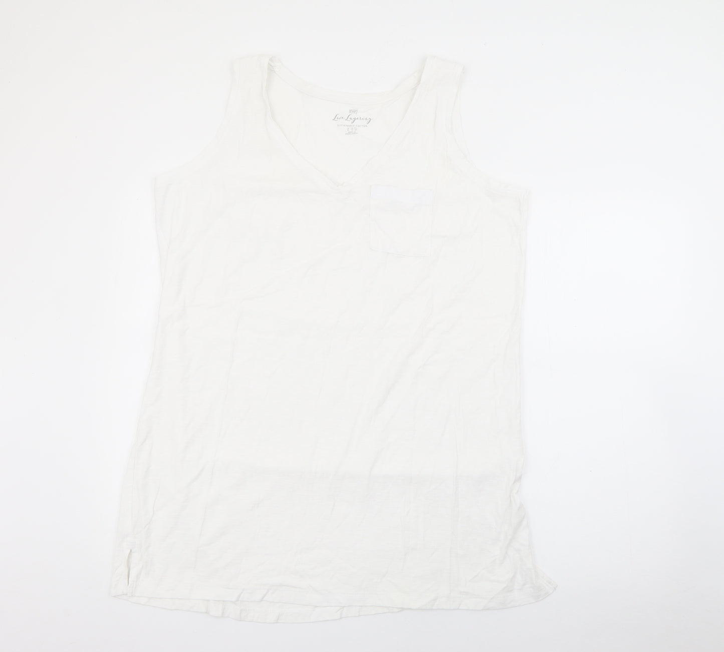 F&F Womens White  Cotton Camisole Tank Size 20 Scoop Neck